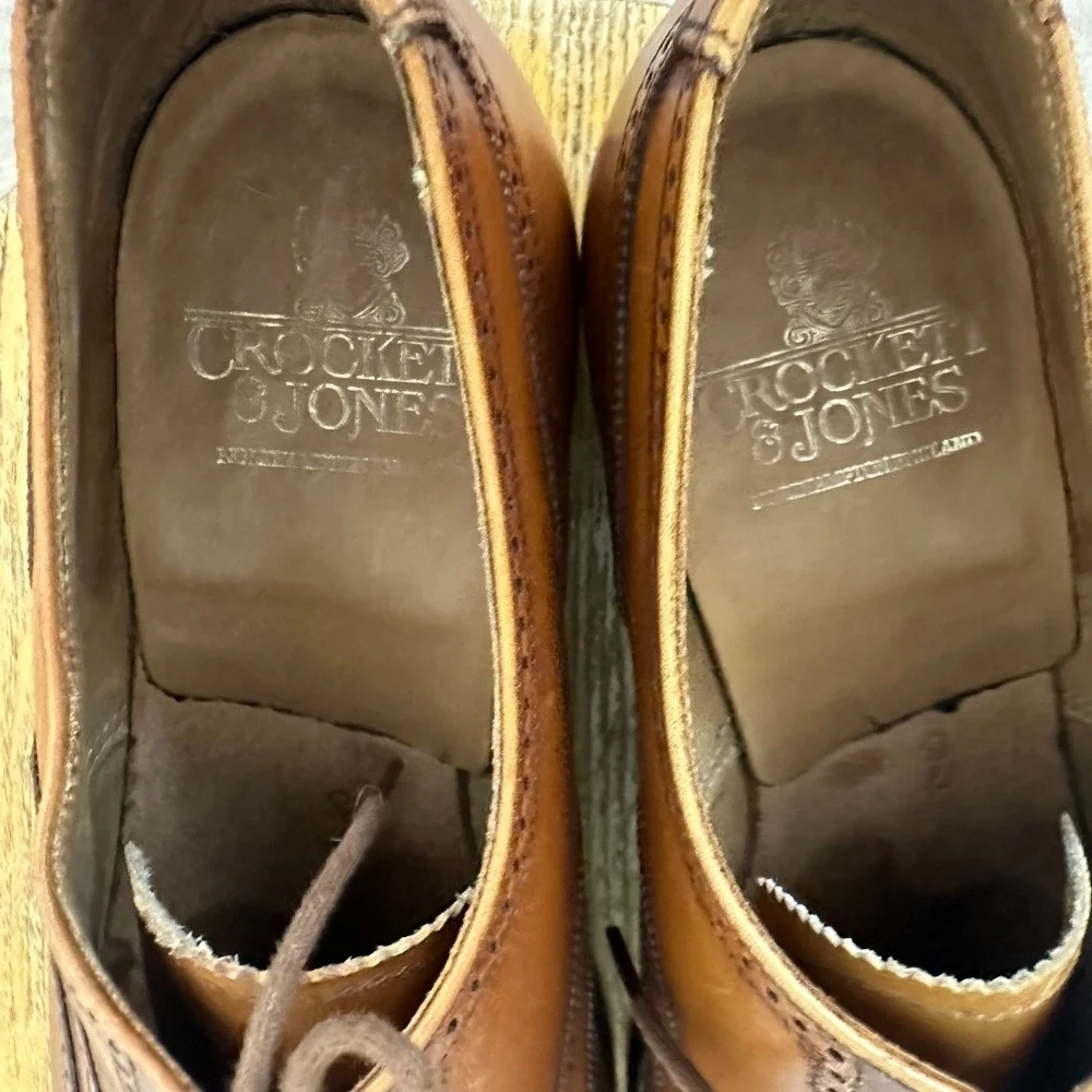 Crockett & Jones Drummond Mens US 7 E Dress Shoes Brown Leather Wingtip Oxford